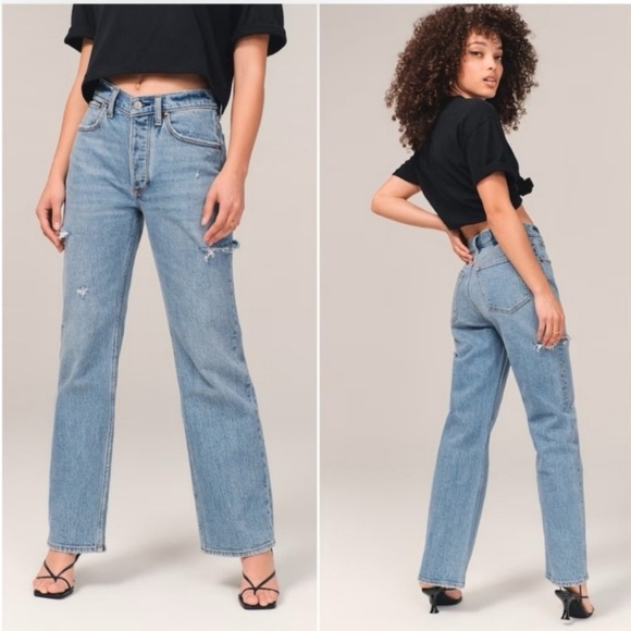 Abercrombie & Fitch Denim - Abercrombie Blue 90s Baggy Distresses Low Rise Jeans- 28